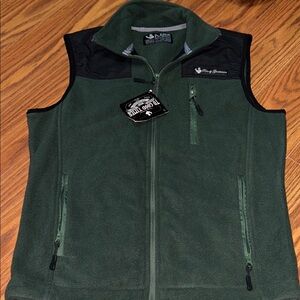 NWT Rowdy‎ Gentleman 100% Polyester Fleece Zip Vest Hunter Green/Black Men Small